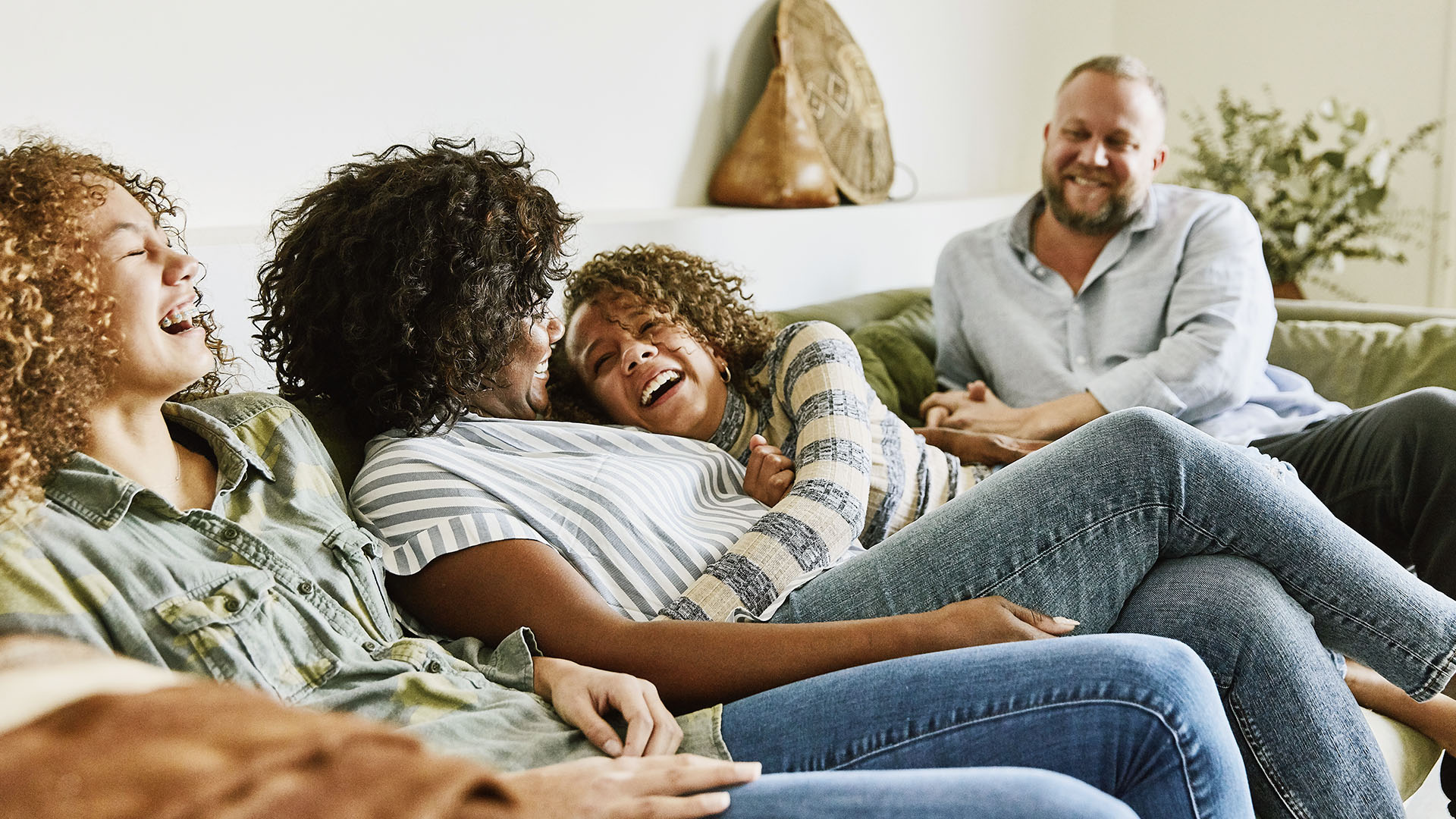 happy family laughing together 
