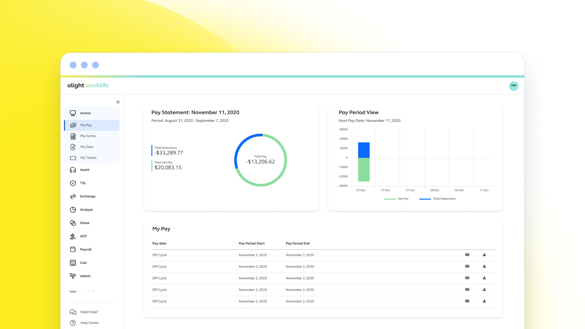 Alight Worklife payroll employee pay statements